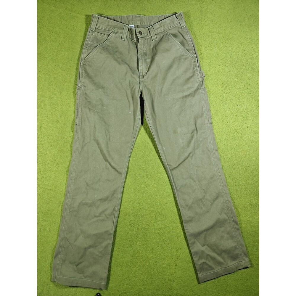 Carhartt Pants Men 32X36 Green Carpenter Relaxed Fit Workwear Stitch Jean